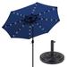 AZ Patio Heaters Solar Market Umbrella with LED Lights in Blue with Base