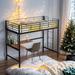 Industrial Modern Twin Metal Loft Bed with Desk and Metal Grid, Space-saving, Sturdy Construction & Safety Guaranteed, Black