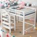 Full Size Loft Bed with Built-in Storage Staircase and Hanger, White