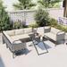 5 Piece Woven Rope Outdoor Sectional Seating Group with Glass Coffee Table and Club Chair