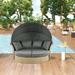 Wicker Rattan Outdoor Double Daybed with Retractable Canopy