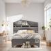 Twin Size House Bed with Storage Headboard, Wooden Bed with Support Legs, Kids Bed with Storage Shelf, Grey