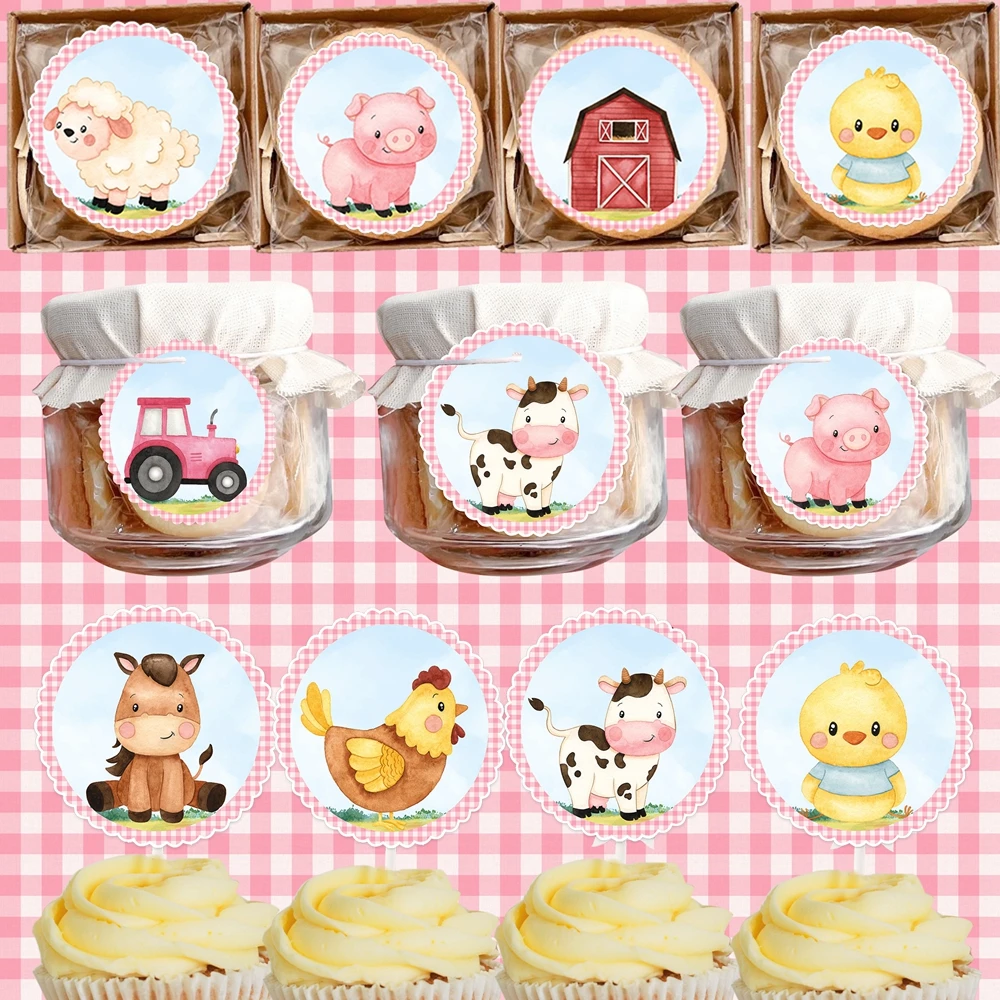 1 Packung Karton Nutztier Papier Aufkleber hängen Tags für Kinder Bauernhof themen orientierte Geburtstags feier Dekoration DIY Geschenke Verpackung Lieferungen Image