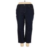 Lands' End Jeggings - High Rise Straight Leg Boyfriend: Blue Bottoms - Women's Size 22 Plus - Indigo Wash