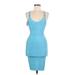 Casual Dress - Bodycon V Neck Sleeveless: Blue Solid Dresses - New - Women's Size Medium