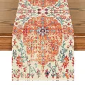 Boho Orange Blue Table Runner Rustic Farmhouse Magic Tablecloth Living Room Table Decoration Kitchen