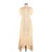 Mia Joy Casual Dress - Midi Scoop Neck Short sleeves: Ivory Print Dresses - Women's Size Small