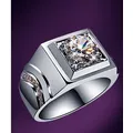 Luxury Men Ring 2Ct Round Cut Diamond Ring for Men Platinum 950 Ring Male Jewelry