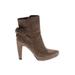 Joan & David Ankle Boots: Brown Solid Shoes - Women's Size 9 - Almond Toe