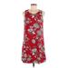 Maurices Casual Dress - Mini Scoop Neck Sleeveless: Red Print Dresses - Women's Size Medium