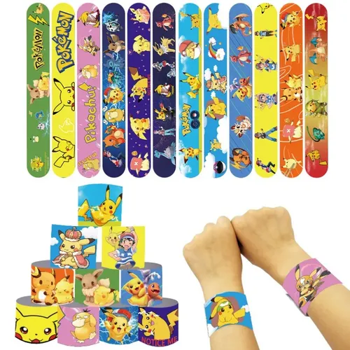 Pokemon Snap Circle Party Armbänder Pikachu Figuren Anime Armband Kind Slap Band Puzzle Spielzeug