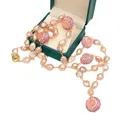 Gg Schmuck Süßwasser lila kultiviert Barock Perlenkette rosa Rosenquarz Strass cz Halskette Anhänger