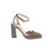 J.Crew Heels: Pumps Chunky Heel Glamorous Gold Shoes - Women's Size 9 1/2 - Almond Toe