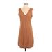 Vero Moda Casual Dress - Shift V-Neck Sleeveless: Brown Solid Dresses - Women's Size Small