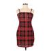 Shein Casual Dress - Mini Square Sleeveless: Red Plaid Dresses - Women's Size Medium