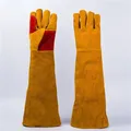 23.6 Inch Long Sleeves Leather Welding Gloves Heat Resistant Stove Fire And Barbecue Gloves