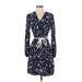 Gigi Hadid X Tommy Hilfiger Casual Dress - Shirtdress: Blue Floral Motif Dresses - Women's Size 4