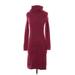 Talbots Casual Dress - Sweater Dress Turtleneck Long sleeves: Burgundy Solid Dresses - Women's Size X-Small