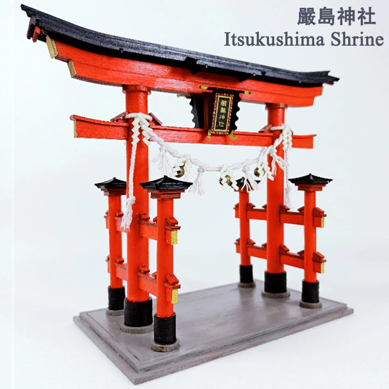 DIY Holzpuppe Häuser itsukushima Shinto Schrein japanischen Bau Miniatur Baukästen mit Möbeln Puppenhaus Geschenke Image