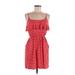 Aqua Casual Dress - Mini Scoop Neck Sleeveless: Red Stripes Dresses - Women's Size Medium