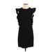 Zara Casual Dress - Mini Crew Neck Short sleeves: Black Print Dresses - Women's Size Small