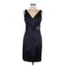 Eliza J Casual Dress - Party V Neck Sleeveless: Blue Print Dresses - Women's Size 8