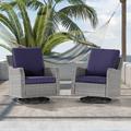 Aok Garden 2-Set Outdoor PE Wicker Furniture Wide Seat Conversation Couch Set Swivel Rocking Chair Wicker/Rattan in Gray | Wayfair JT-PS-R145HNY-2