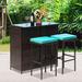 Textiles Hub Patio Outdoor Bar Set w/ Two Stools & Glass Top Table Patio Brown Wicker Furniture w/ Removable Cushions For Backyards, Porches | Wayfair