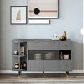 INZONT 51.1" Wide Rotating Sideboard w/ 2 Doors, 2 Drawers & Turntable Design Wood/Metal in Gray | 31.5 H x 51.1 W x 15.7 D in | Wayfair JK00065