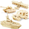 Puzzle 3D en bois pour enfants jouet de bricolage série militaire char modèle de véhicule