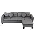 Gray Sectional - Angel Queen Sectional Sofa Set w/ L Shape Chaise Lounge, Cup Holder & Left Or Right Hand Chaise Faux Leather/Leather | Wayfair