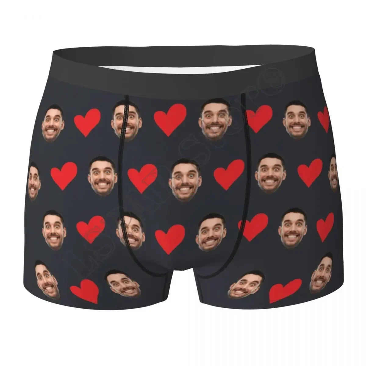 Sous-vêtements personnalisés avec Photo de visage, Boxer en forme de cœur, slip pour hommes, cadeau d'anniversaire pour mari, pour papa