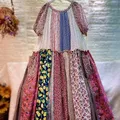 Robe mi-longue en coton patchwork vintage tunique grande taille longue rétro chic gypsy