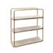 17 Stories Metal Wood 3 Tier Floating Wall Shelves, Storage & Display, Gold, 18 L x 6 W x 19 H Inches Wood/Metal in Brown/White/Yellow | Wayfair