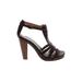Gee WaWa Heels: Brown Print Shoes - Women's Size 6 - Open Toe