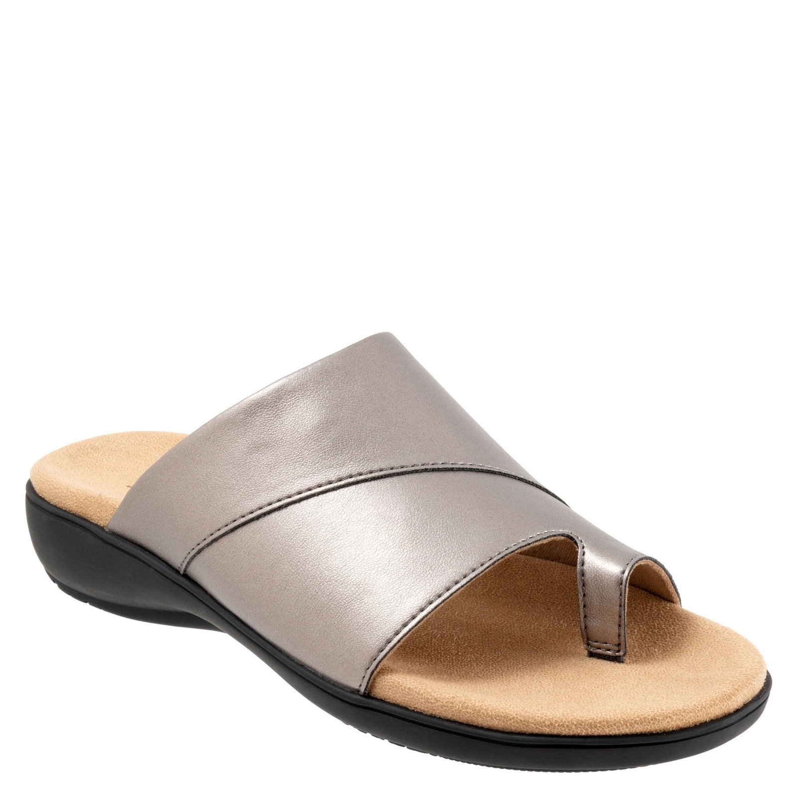 Trotters Regina - Womens 8 Metallic,Pewter Sandal Medium