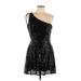 Blondie Nites Cocktail Dress - Mini Plunge Sleeveless: Black Solid Dresses - Women's Size 13