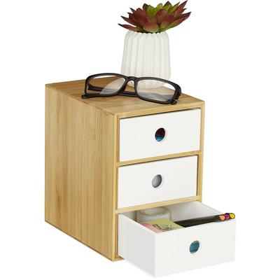 Relaxdays Schreibtisch Organizer, 3 Schubfächer, Bambus & MDF, Aufbewahrungsbox Büro, HxBxT: 21 x Image