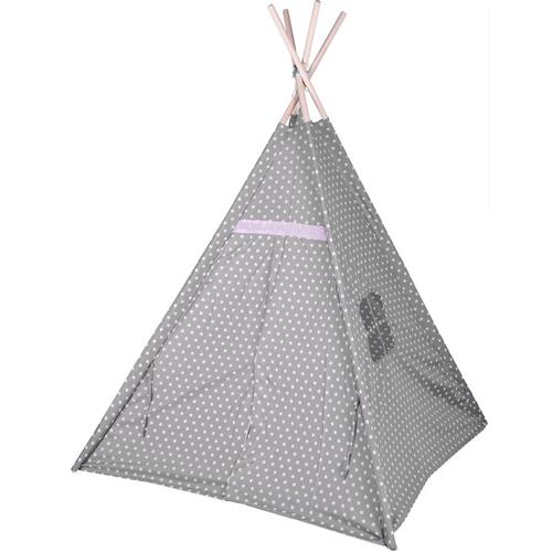 Kinder Spielzelt 160 cm - Farbe: grau/rosa - Kinderzimmer Tipi Kinderzelt Wigwam Indianerzelt Zelt