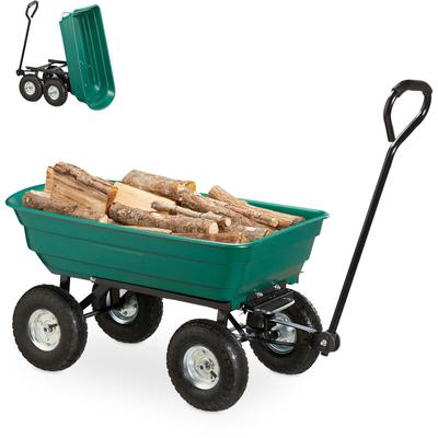 Kippwagen, Gartenwagen mit Kippfunktion, zum Outdoor Transport, Lenkachse, bis 200kg, Luftreifen