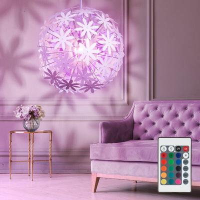 Pendelleuchte Blumenmuster Deckenlampe hängend weiß rund Deckenlampe Blume led, Fernbedienung rgb