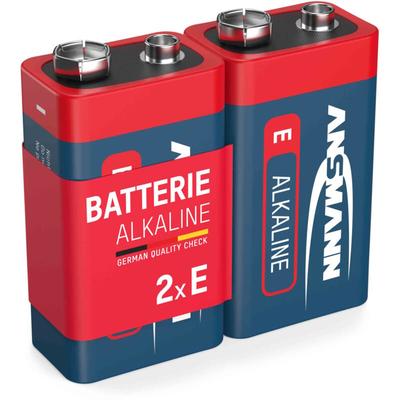 2x Ansmann Alkaline 9V Block Batterie – E-Block 6LR61 MN1604 (2 Stück)