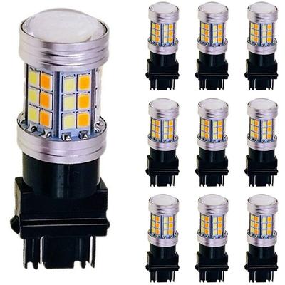 10 Stück LED-Birne, zweifarbig, T25 3157, P27/7 W, Auto-Blinker, Weiß + Gelb