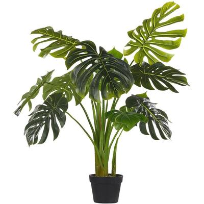 Beliani - Kunstpflanze Grün und Schwarz Kunststoff 113 cm Monstera Badezimmer Wohnzimmer