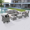 Red Barrel Studio® Beatha 7 - Person Outdoor Seating Group w/ Cushions Synthetic Wicker/All - Weather Wicker/Wicker/Rattan in Gray | Wayfair