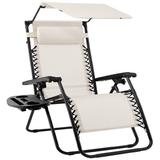 Arlmont & Co. Shentel Folding Zero Gravity Chair in White/Black/Brown | 49 H x 27 W x 34 D in | Wayfair A79CEF87CD3F4BE7AF7C87D9C3B39DDC