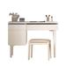 Orren Ellis 33.46" solid wood vanity w/ stool in White | Wayfair DF95E5C318454EDDBDF74DDDAFCB3F84