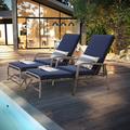 Bay Isle Home™ Patio Chaise Lounge w/ End Table in Gray | Wayfair F782F0C6047E4D54BB2B1002F0C778FD