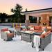 Red Barrel Studio® Bobia 7 - Person Outdoor Seating Group w/ Cushions Synthetic Wicker/All - Weather Wicker/Wicker/Rattan in Orange | Wayfair