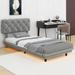 Winston Porter Rushabh Panel Bed Upholstered/Linen in Gray | 37.8 H x 50.4 W x 80.3 D in | Wayfair F5B740D143C64D48B9349EAB69106121